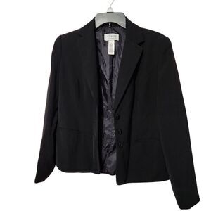 Villager Women Blazer Size 4 Black Front Buttons Lined With Pockets
